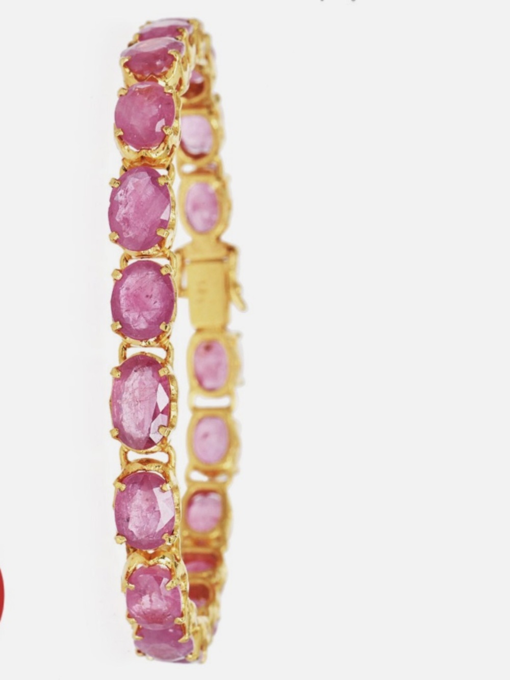 Estate Ruby Yellow Gold 6.75" Tennis Bracelet 13.7 Grams